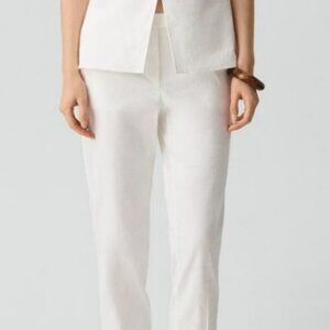 Theory Treeca Pull-On Cropped Linen Pant White Size 6 NWT